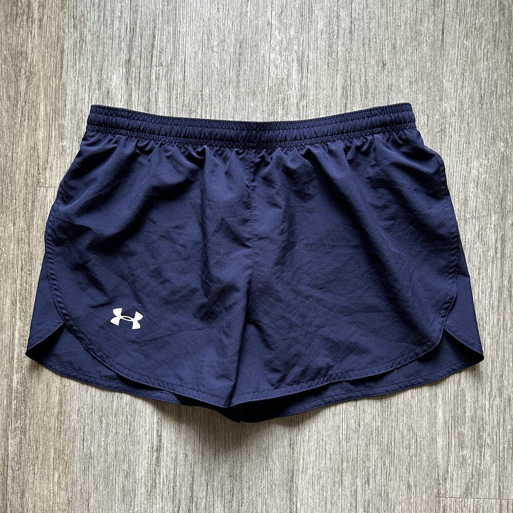 Under Armour Navy Blue "Fly-By" Lined Pull-On Running Workout Shorts Size Small